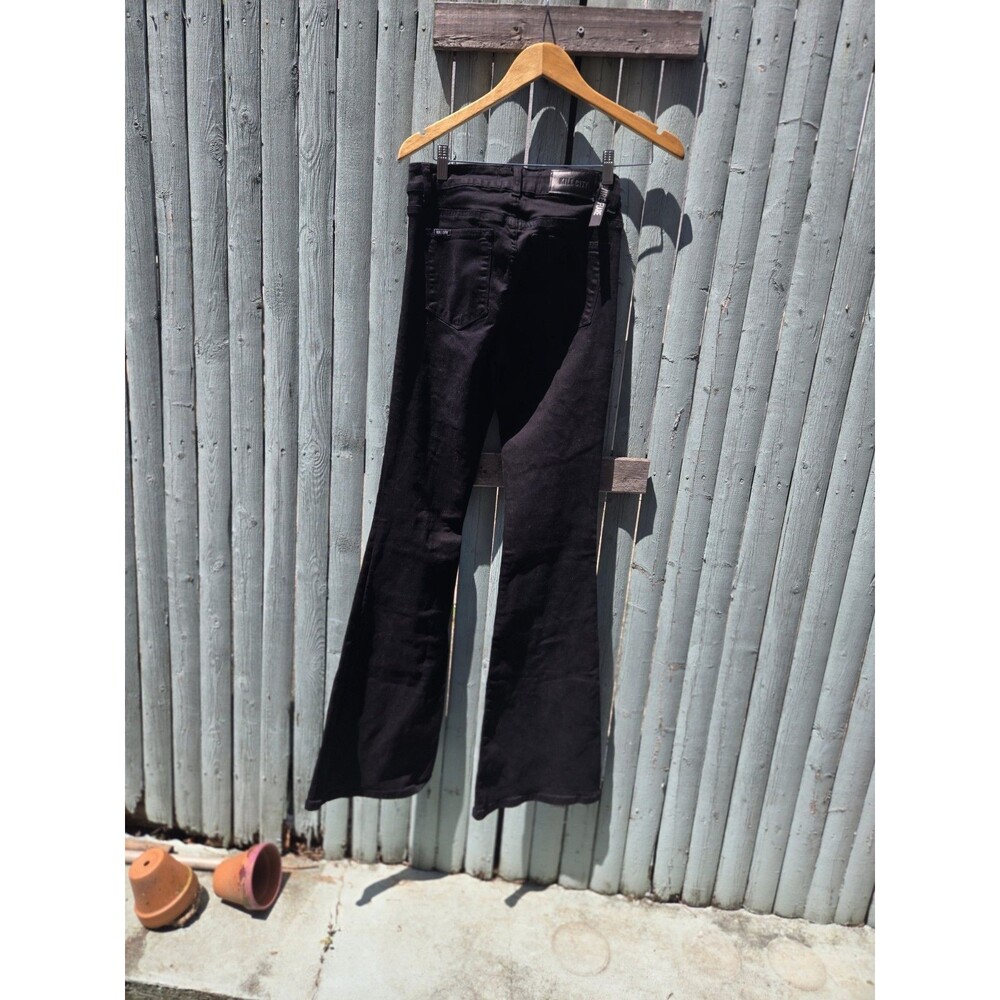 Kill City Black Flare Jeans Women’s Size 28 – Y2K Gothic Chic, Raw Hem - Picture 2 of 2